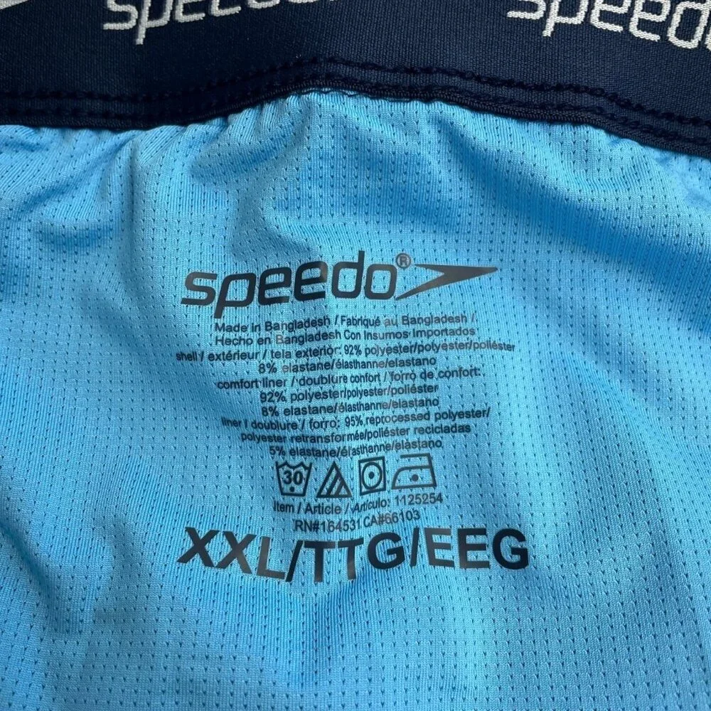 Speedo Men's XXL Tech Volley Swim Shorts / Swim Trunk Blue Color Block N0755